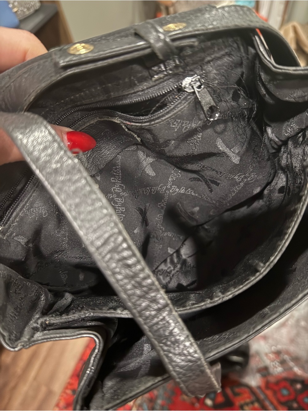 Vintage Paloma Picasso Black Leather Crossbody Messenger Bag Triple X Logo - Picture 8 of 11